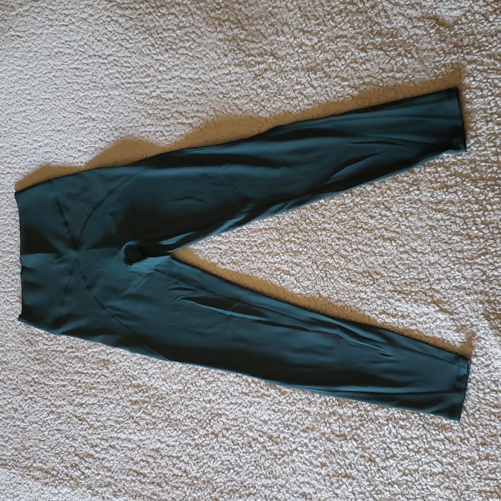 Offline by Aerie Goals High Waisted Ribbed Leggings in Deep Forest Green